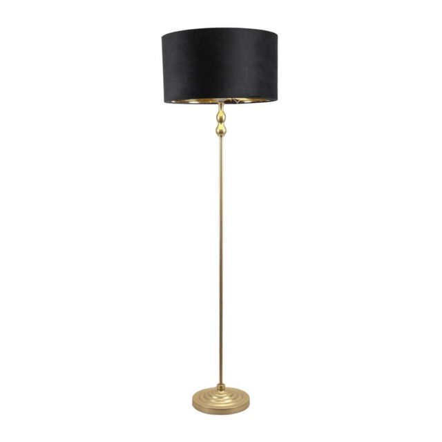 ValueLights Maggie Gold Candlestick Floor Lamp Black Velvet Gold Shade and Bulb