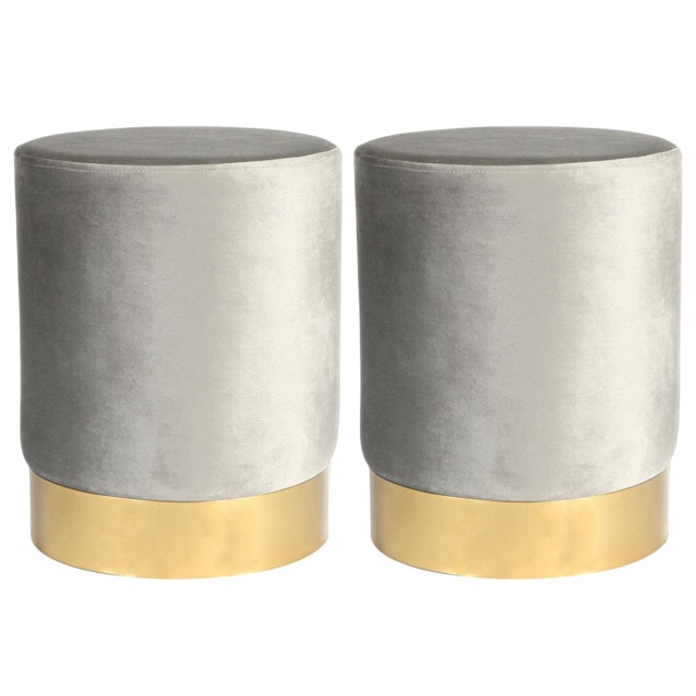 Harbour Housewares Round Velvet Foot Stool - Modern Dressing Table Pouffe Footstool Vanity Seats Vanity Chair Pouf Grey Grey 2