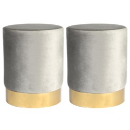 Harbour Housewares Round Velvet Foot Stool - Modern Dressing Table Pouffe Footstool Vanity Seats Vanity Chair Pouf Grey Grey 2