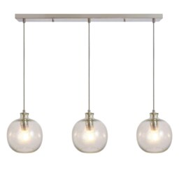 BHS Alfie Bobble Glass 3 Light Pendant Bar, Clear