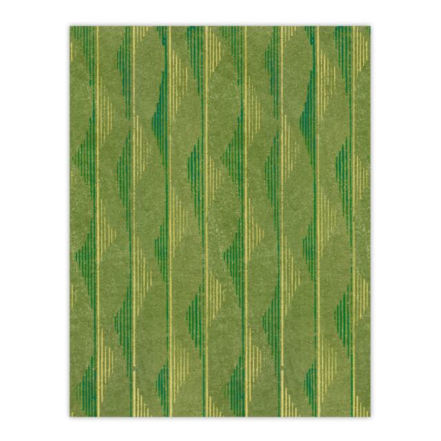 "Green Lines Vintage Pattern Vintage Japan Wall Art Print Korin 18x24"""