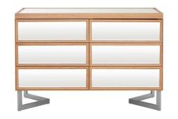 6 Drawer Chest With Pine Frame,Mirrored Finish Storage Unit For Bedroom,Contemporary 6 Compartment Chest Silver