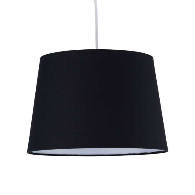 Black Cotton 28cm Tapered Cylinder Pendant or Lamp Shade Black Medium 1
