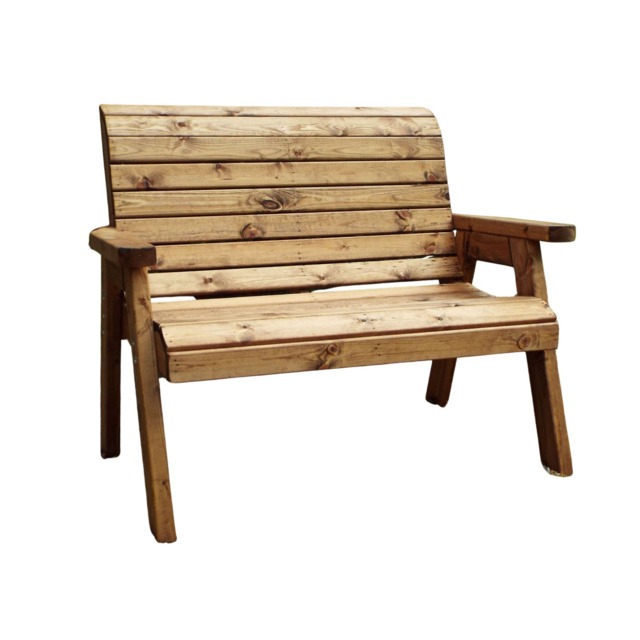 Charles Taylor Hand Made Traditional 2 Seater Chunky Rustic Wooden Garden Bench Furniture