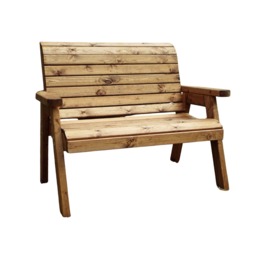 Charles Taylor Hand Made Traditional 2 Seater Chunky Rustic Wooden Garden Bench Furniture