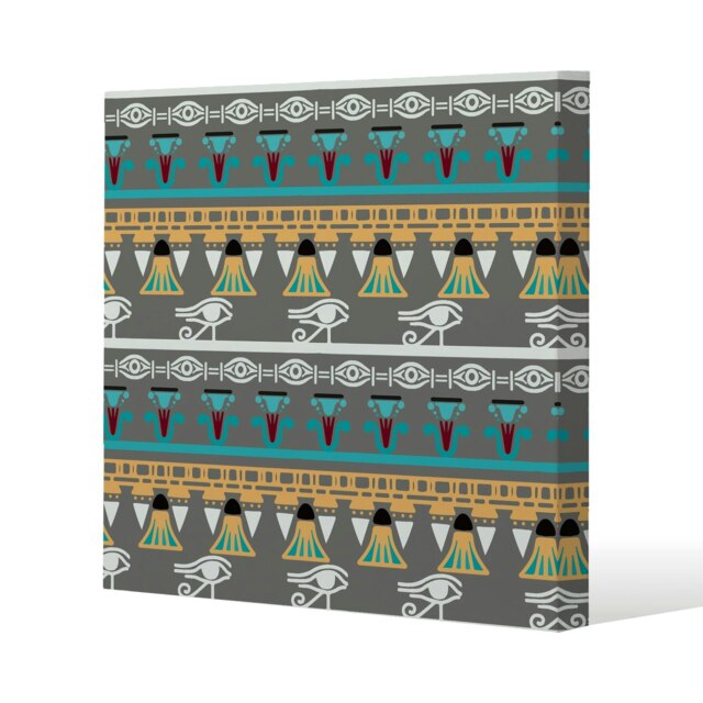 Tribal art, Egyptian vintage ethnic silhouettes (Canvas Print) Cream