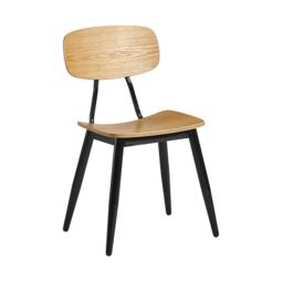 Tuna Side Chair - Ply Oak & Black Steel Frame. Brown
