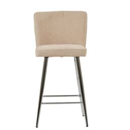 Lakeland Furniture Padstow Natural Cream Fabric Chrome Fixed Base 1 Bar Stool