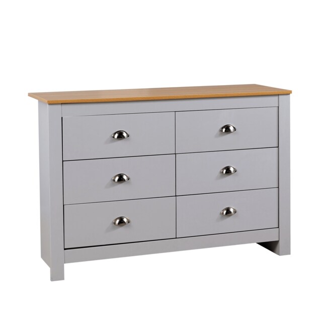 Chest of 6 Drawers Wooden Bedroom Furniture Clothing Storage Unit Grey