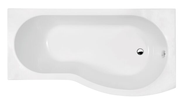 Balterley Modern B Shape Right Hand Shower Bath Tub with Leg Set White White