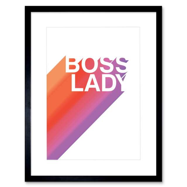 "Boss Lady Gradient Colour Strong Woman Title 9x7"" Black Framed Wall Art Print"