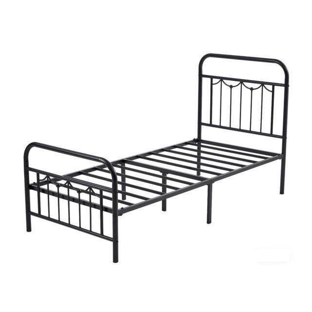 MCC Direct Single 3FT Black Metal Bed Frame with Headboard & Footboard Frankie
