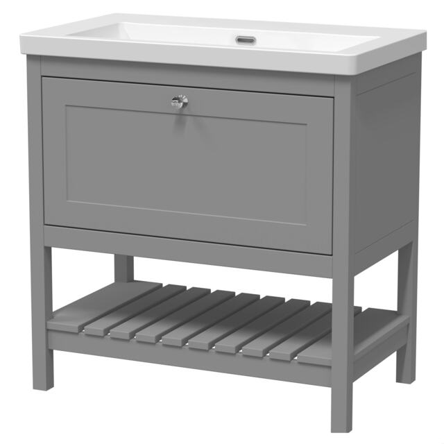 Balterley Coppenhall Contemporary 1 Drawer Floor Standing Vanity Unit, Cool Grey, 800mm