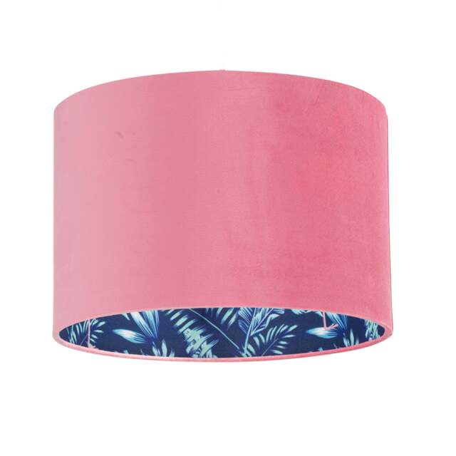 Flamingo - Velvet Pink Flamingo 30cm Pendant or Table Lamp Shade Pink Pink velvet with flamingo velvet digital print detail 1