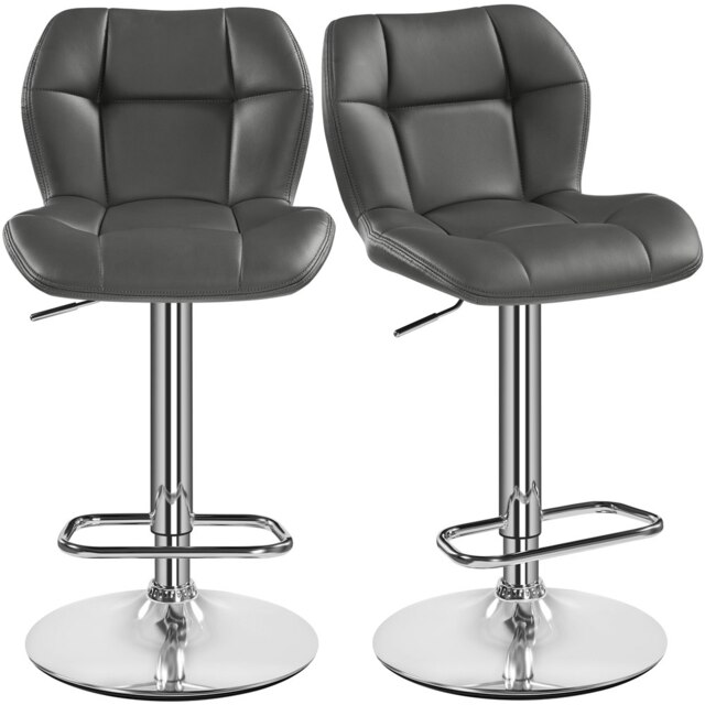 Yaheetech Set of 2 Modern Faux Leather Swivel Bar Chair