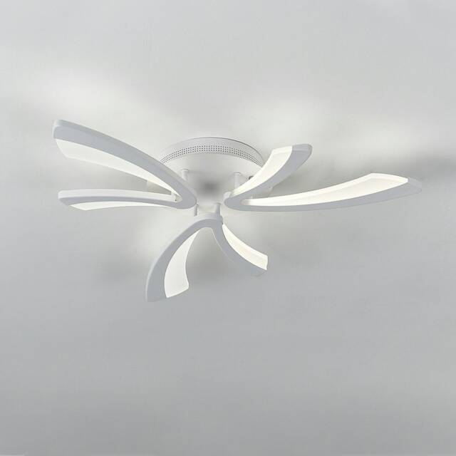 Living and Home Unique V-Shaped LED Semi Flush Ceiling Light, 70cm Dia x 6.5cm H White