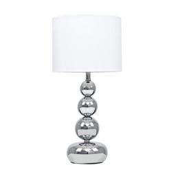 ValueLights Marissa Chrome Stacked Table Lamp White Shade White