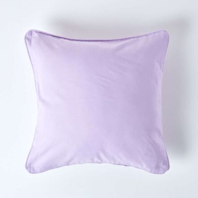 Homescapes Cotton Plain Mauve Cushion Cover - 45 x 45 cm Purple Mauve 45 x 45 cm