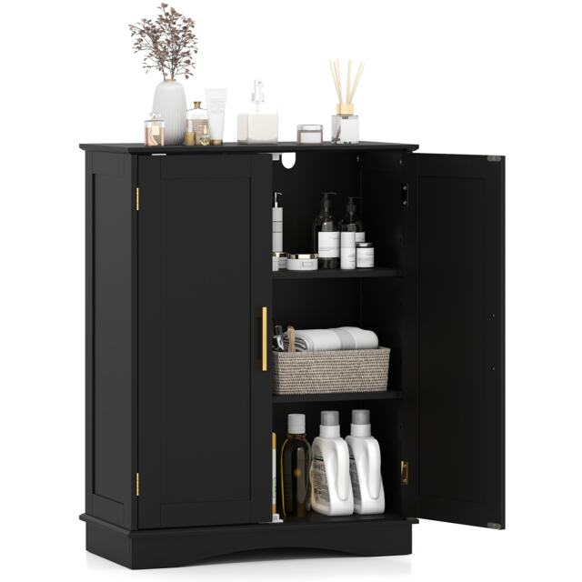 COSTWAY Bathroom Storage Cabinet Cupboard Buffet Cabinet-Black