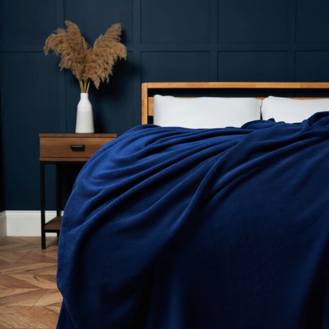BHS Microfleece Throw, Navy Blue Navy 1