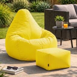 Icon Dalton Adults High Back Indoor Outdoor Bean Bag Chair & Footstool Pouffe, Yellow
