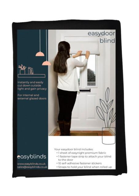 Easyblinds Easydoor door blind, black, self-adhesive attachments, easy cut to size or shape up to 65 x 110cm Black Black S 1