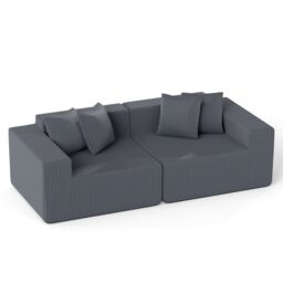 Costway 204 cm Boneless Sofa Couch Corduroy Upholstered Loveseat with Deep Seat & Backrest Comfy Armrests & 4 Additional Pillows