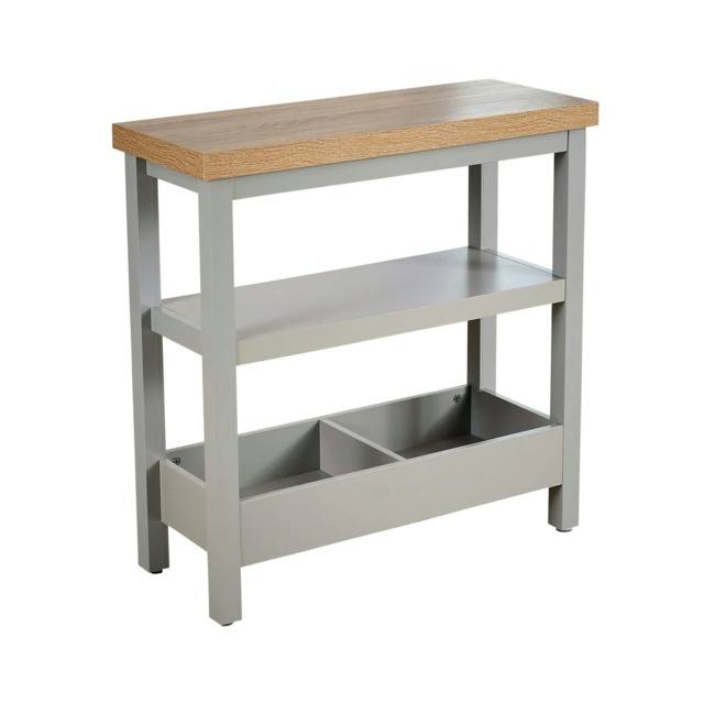 Side Table Grey Oak Effect Top Storage Shelves Organiser Home Room Furniture