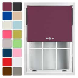FURNISHED Blackout Roller Blinds with Triple Diamond Eyelets Cut to Size Easy Fit Window Shade - (W)240cm x (L)210cm Purple Aubergine (W) 240cm x (L) 210cm