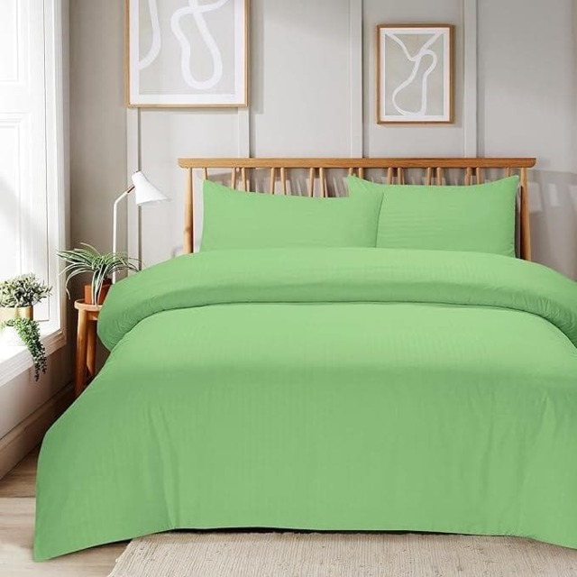Mayfair Stripe Duvet Set in Sage Green - King Green Green King