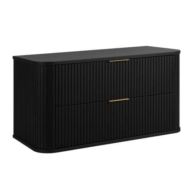 Elegance Glamour Style 2 Drawer Bathroom Vanity Cabinet 100cm - Black Black Black