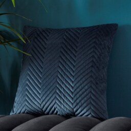 Portfolio Home Pinsonic Velvet Charcoal Navy Blue Filled Cushion 43x43cm