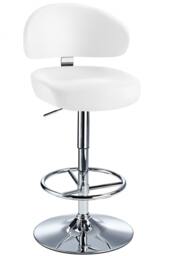 Jamaica Height Adjustable Bar Stool - White Faux Leather. White