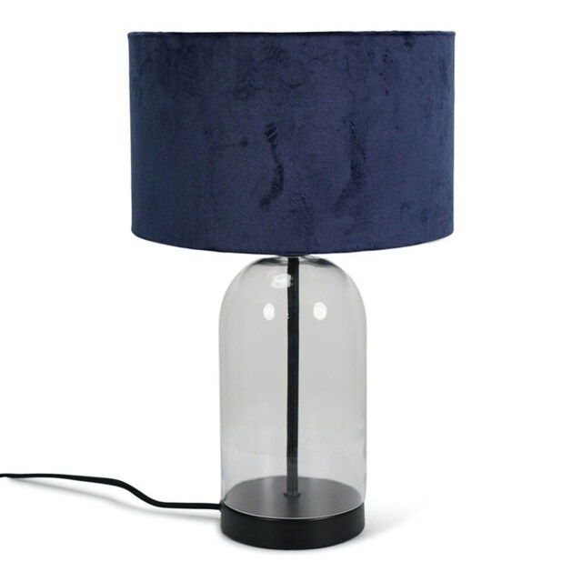 ValueLights Jessy Black Metal Table Lamp Navy Velvet Shade