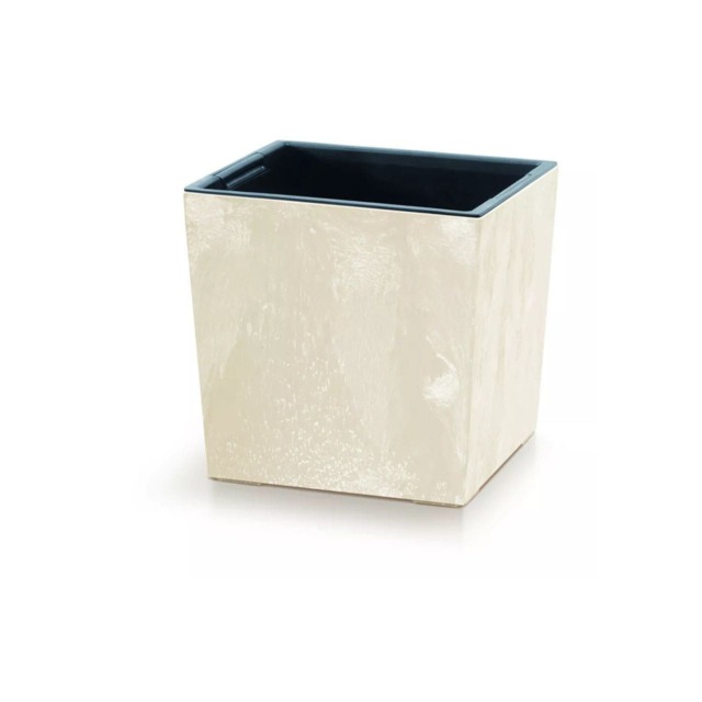 300mm Low Square Concrete Effect Plant Pot - 29.5x29x29 cm Cream Cream & Set of 1 1