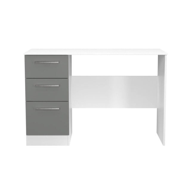 Trent 3 Drawer Desk in Dusk Grey & White Matt (Ready Assembled) Grey Dusk Grey & White Matt