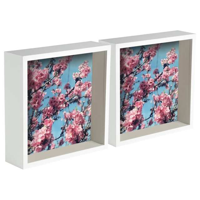 "Nicola Spring 8 x 8"" Deep Photo Frames - White - 3D Deep Box Picture Frame Portrait Display Case (22.5 x 22.5cm) - Set of 5"