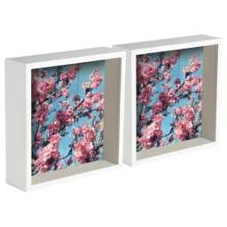 "Nicola Spring 8 x 8"" Deep Photo Frames - White - 3D Deep Box Picture Frame Portrait Display Case (22.5 x 22.5cm) - Set of 5"
