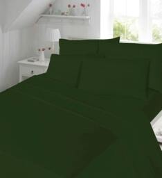 180TC Percale Fitted Sheet 10 Inch and Pillowcase Pair Green Green Green Super King 1