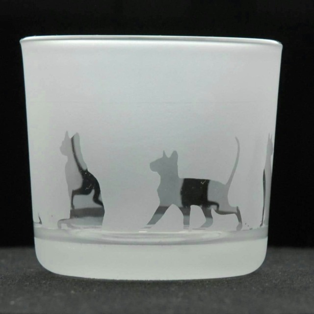 Animo Glass Engraved Votive Tealight Holder Siamese