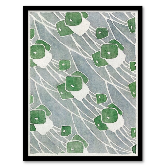 Hannah Borger Overbeck Framed Wall Art Print Green Geometric Pattern Home Décor