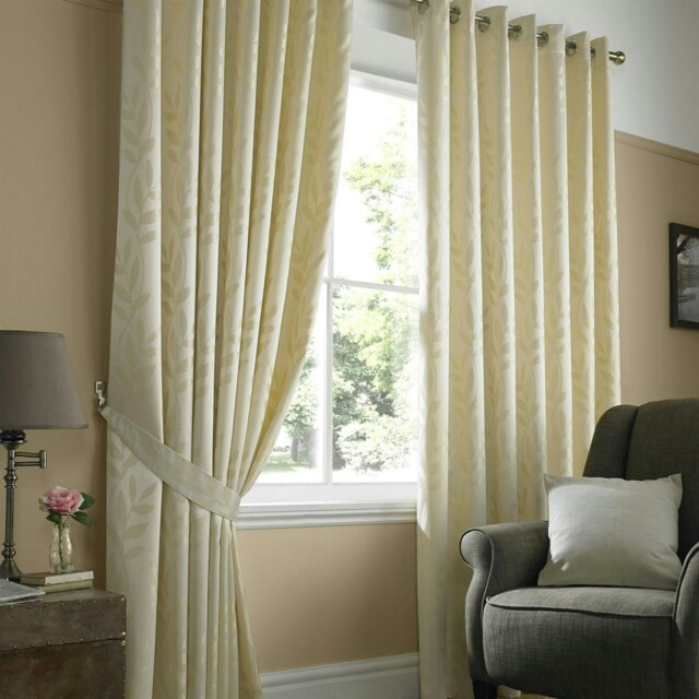 Voli Ring Top Lined Curtains - 117cm x 137cm - Cream