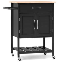 COSTWAY Rolling Kitchen Island Mobile Serving Cart Black