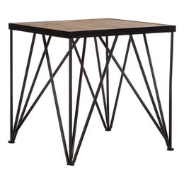 Orsina Square Side Table, Wood Metal Side Table, Industrial Side Table, Wood Top Side Table, Black Iron Side Table