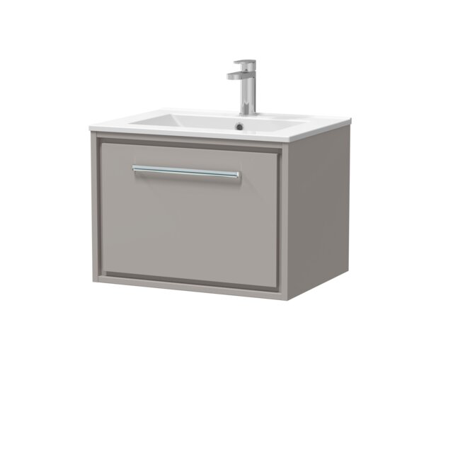 Balterley Modern Bathroom Wall Hung Single Soft-Close Drawer Vanity Unit & Basin Grey Pebble Grey 1