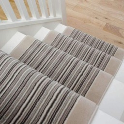 KUKOON Beige Striped Cut to Measure Stair Carpet Runner Rug 70cm Wide 70cm x 1140cm