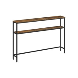 Industrial Slim Hallway Console Table With 2 Shelves Rustic Brown Brown