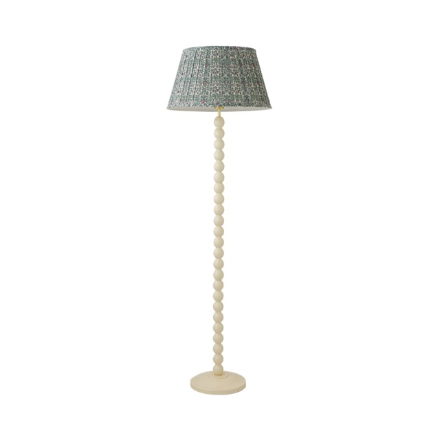 ValueLights Bobble Cream Floor Lamp Abel Floral Pleat Shade and Bulb