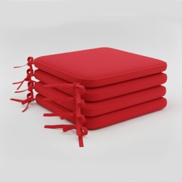Foam Seat Pad with Ties Pack of 4 Comfortable Chair Cushion for Dining, Kitchen Garden Seating Red