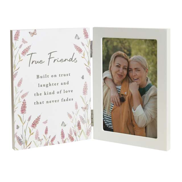 Personalised Floral Wooden Hinged 6x4 Photo Frame White One Size